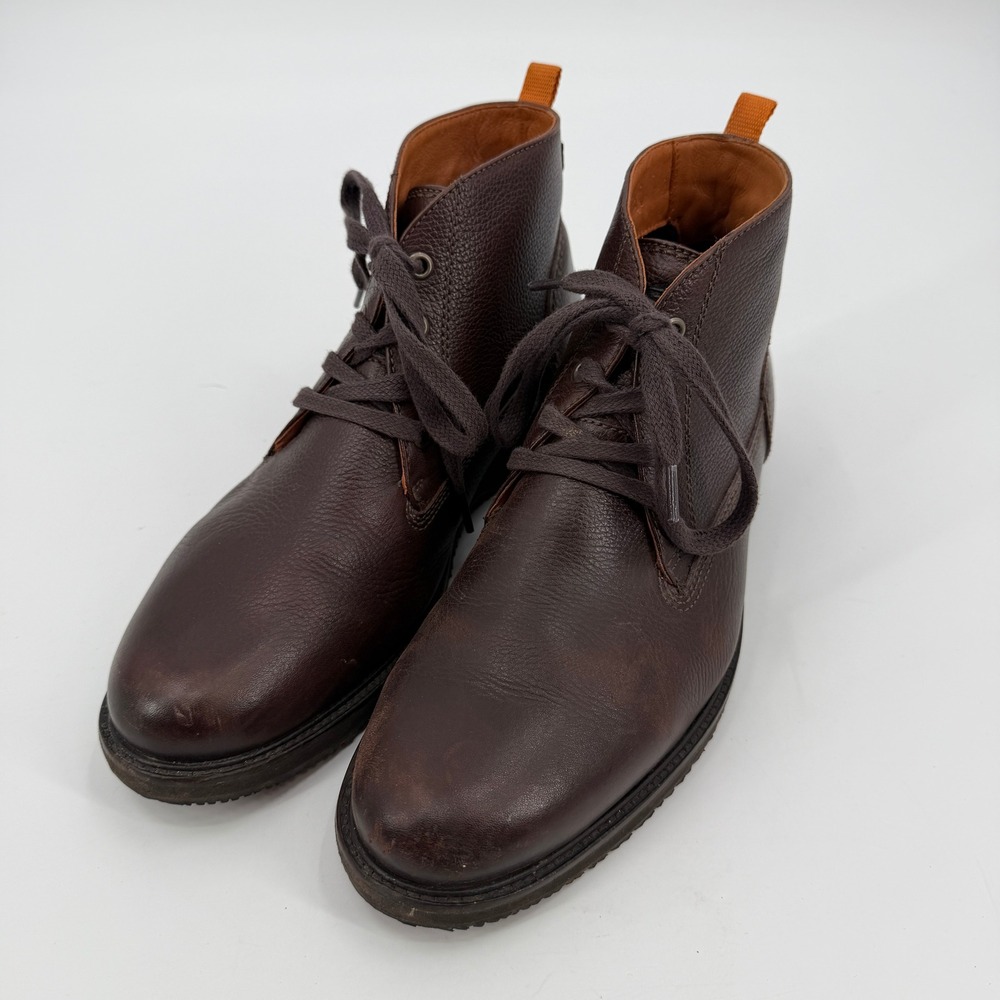 Tommy Bahama Mens Dark Brown Pebbled Leather Chukka Lace Up Boots Rugged Durable